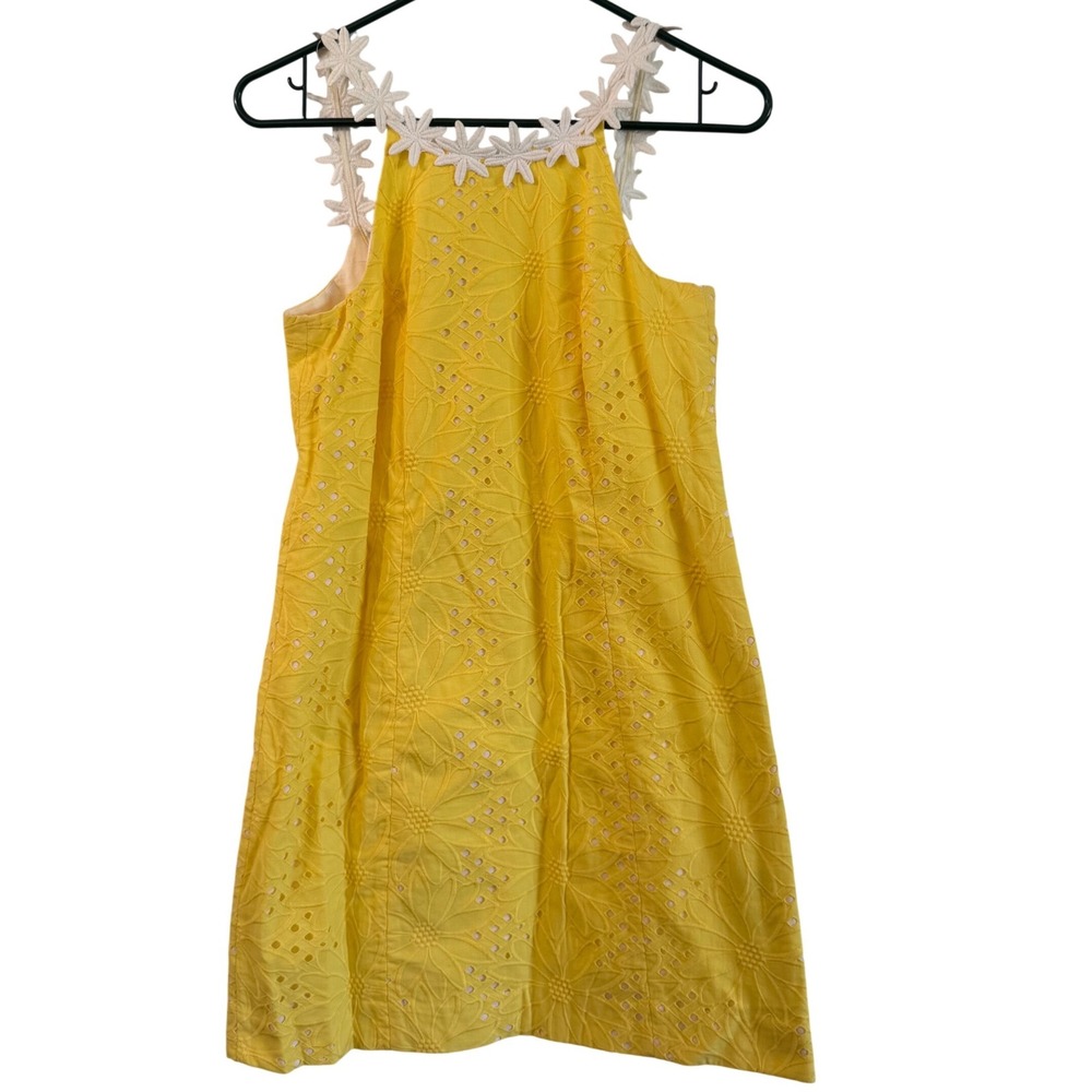 Lilly Pulitzer Annabelle Dress Size 0 Floral Yellow Daisy strapless Eyelet - Picture 2 of 11
